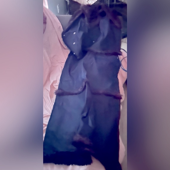 Karl Kani long denim skirt and jacket with fur